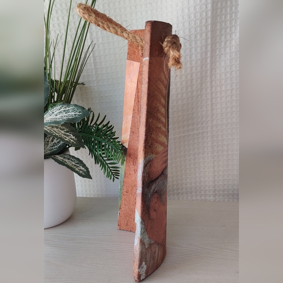 Clay Roofing Tile w/Pope John Paul ll & Blessed Virgin Mary Image Hanging decor - Picture 2 of 8